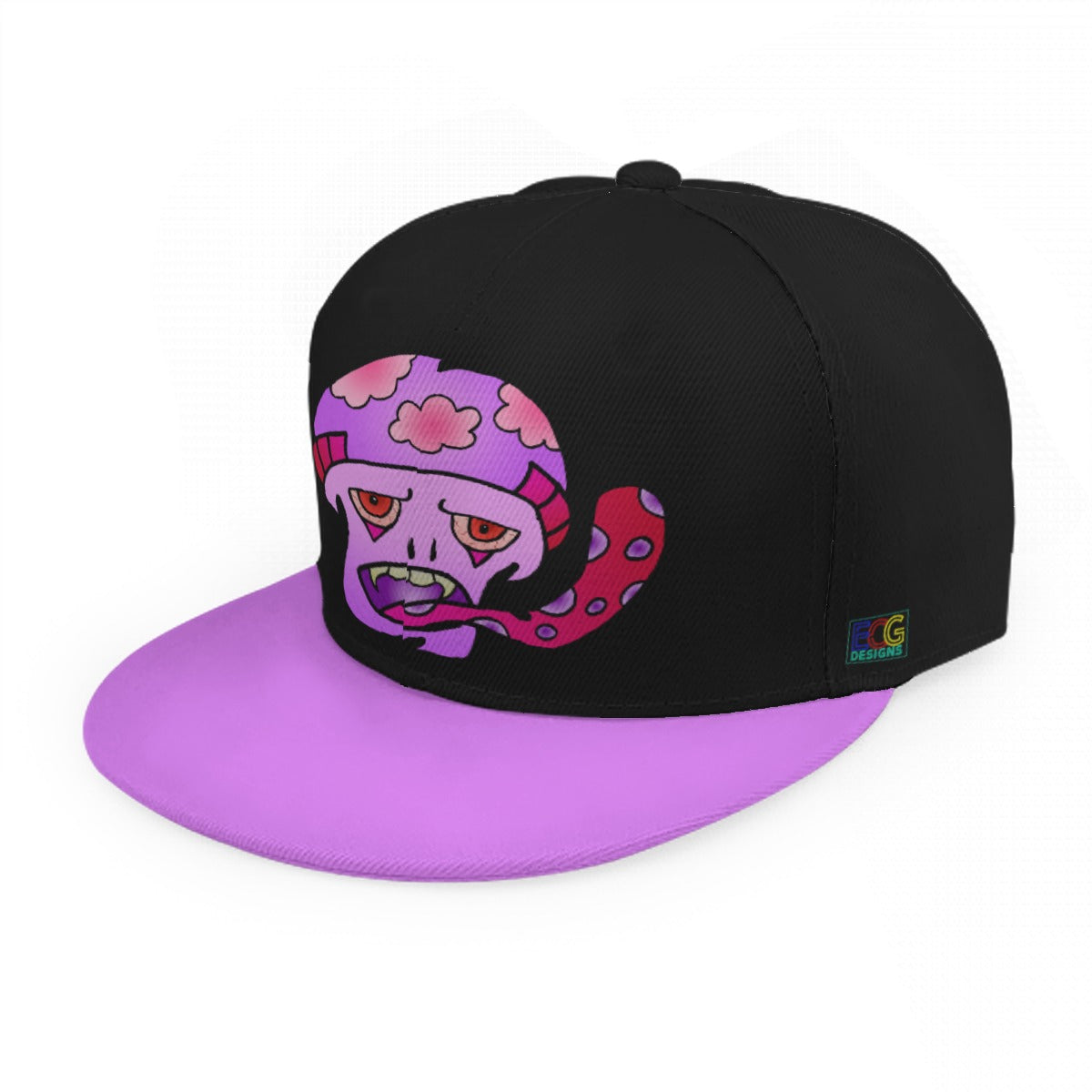 Pink Shroom Baseball Cap With Flat Brim