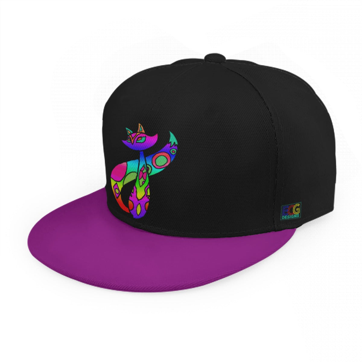 Rainbow Cat Baseball Cap With Flat Brim