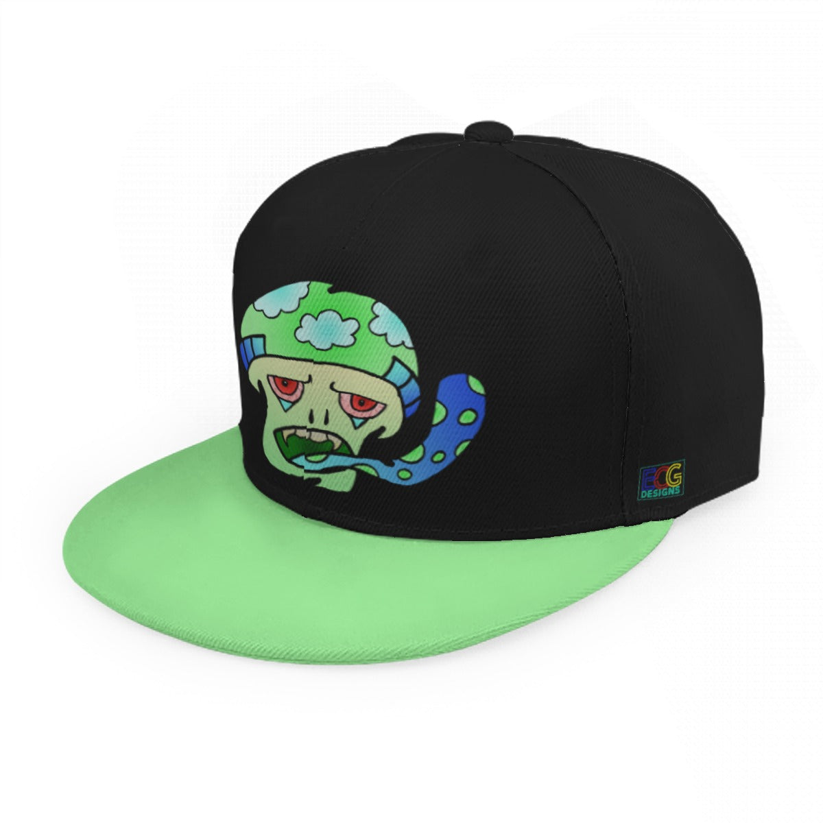 Green Shroom Baseball Cap With Flat Brim