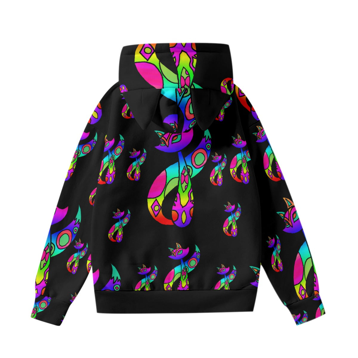 Rainbow Cat All-Over Print Women’s Hoodie With Decorative Ears