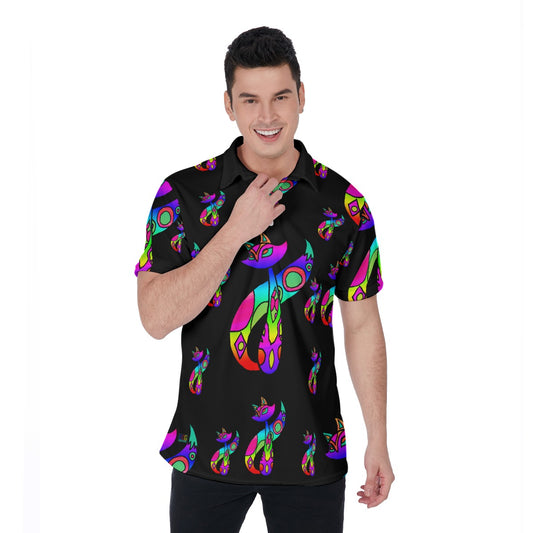 Rainbow Cat All-Over Print Men's Polo Shirt