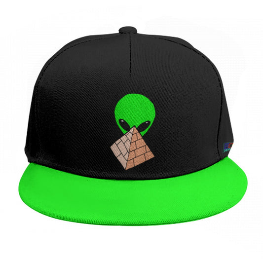 Green Alien Pyramid Baseball Cap With Flat Brim (Green)