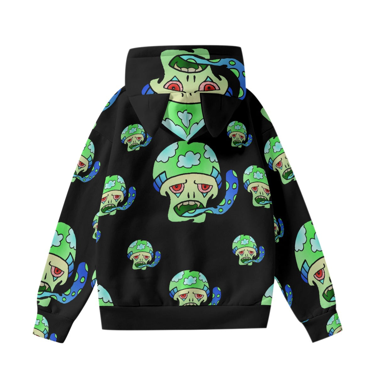 Green Shroom All-Over Print Women’s Hoodie With Decorative Ears