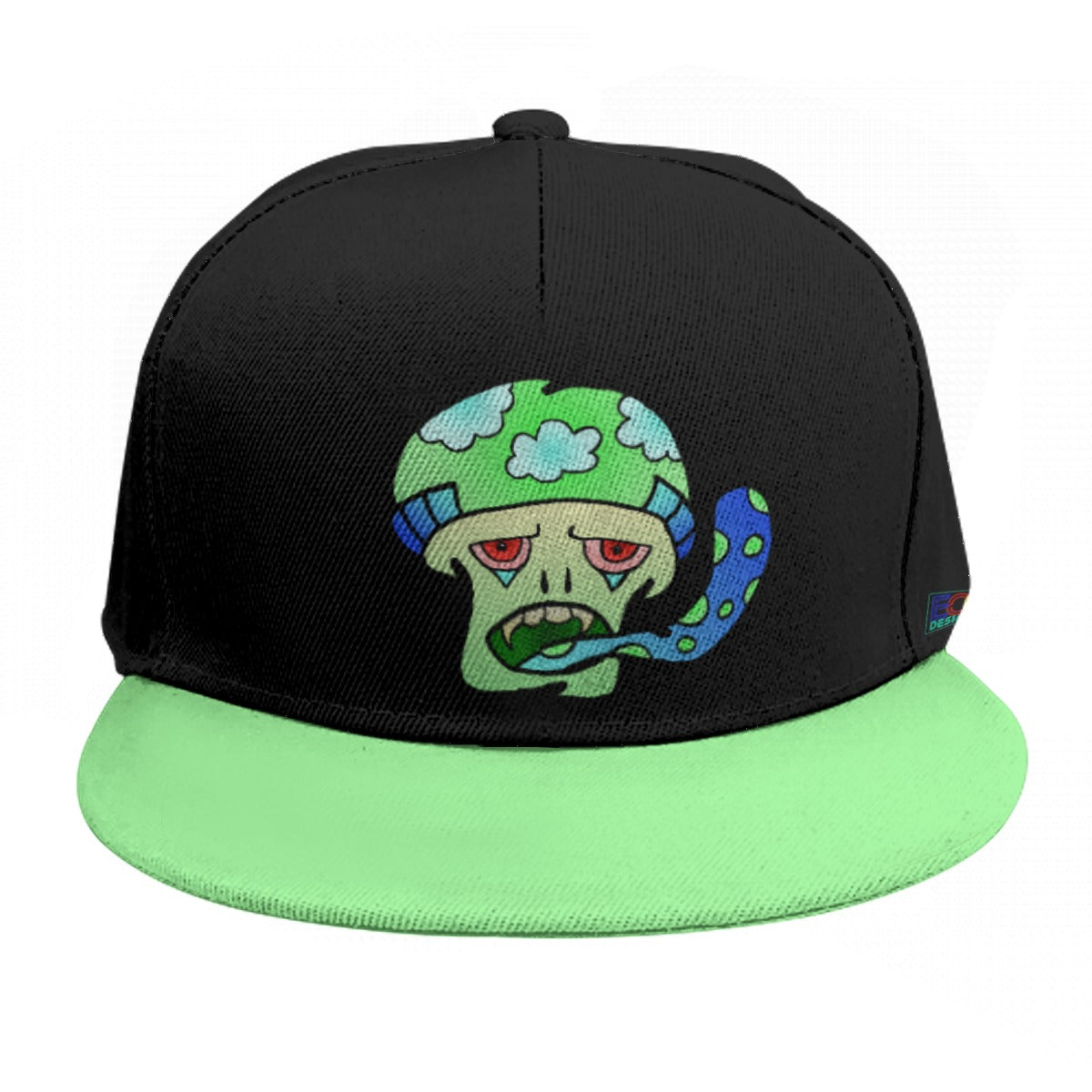 Green Shroom Baseball Cap With Flat Brim