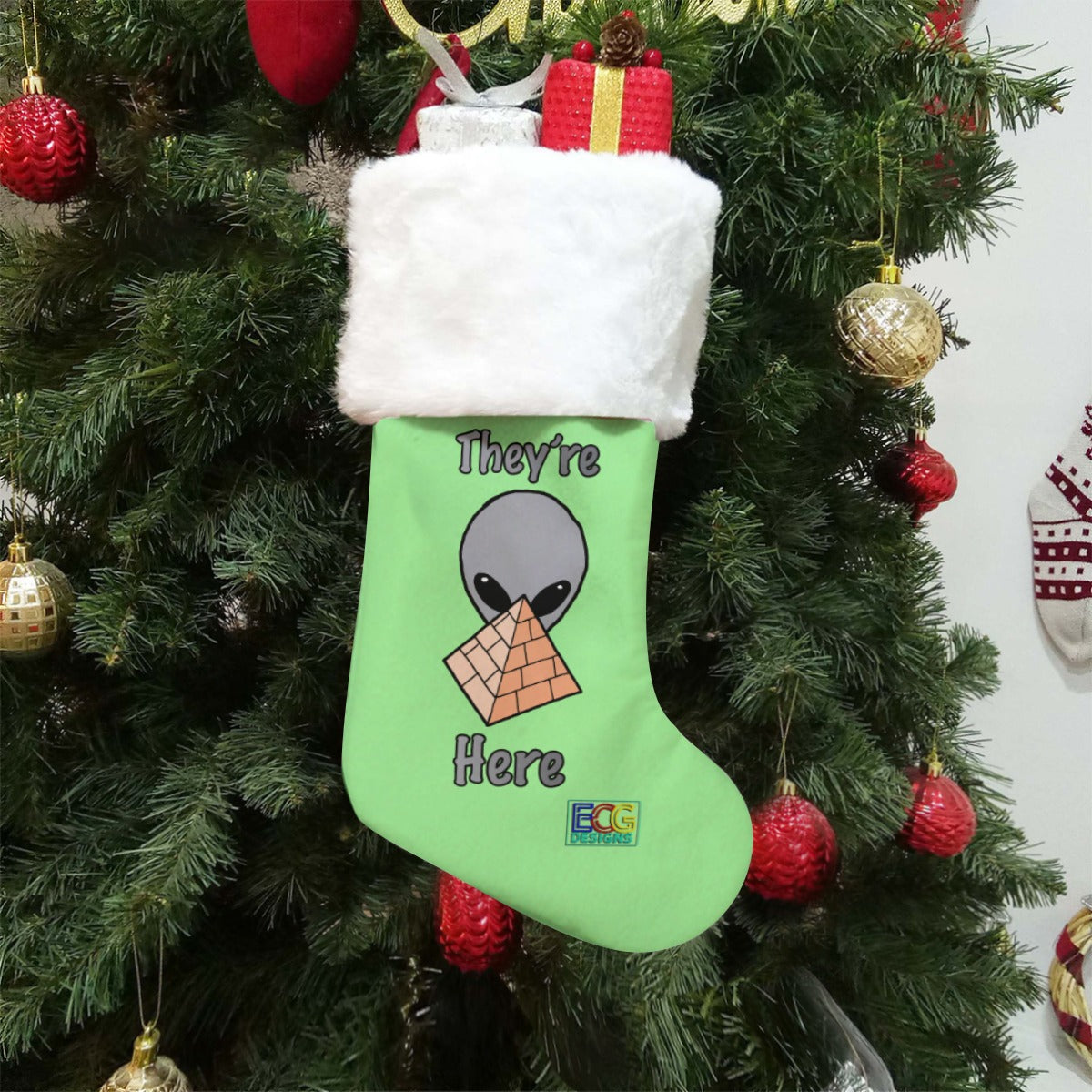 Alien Pyramid Christmas Stocking (Green)