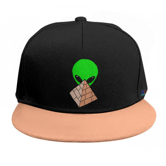 Green Alien Pyramid Baseball Cap With Flat Brim (Tan)