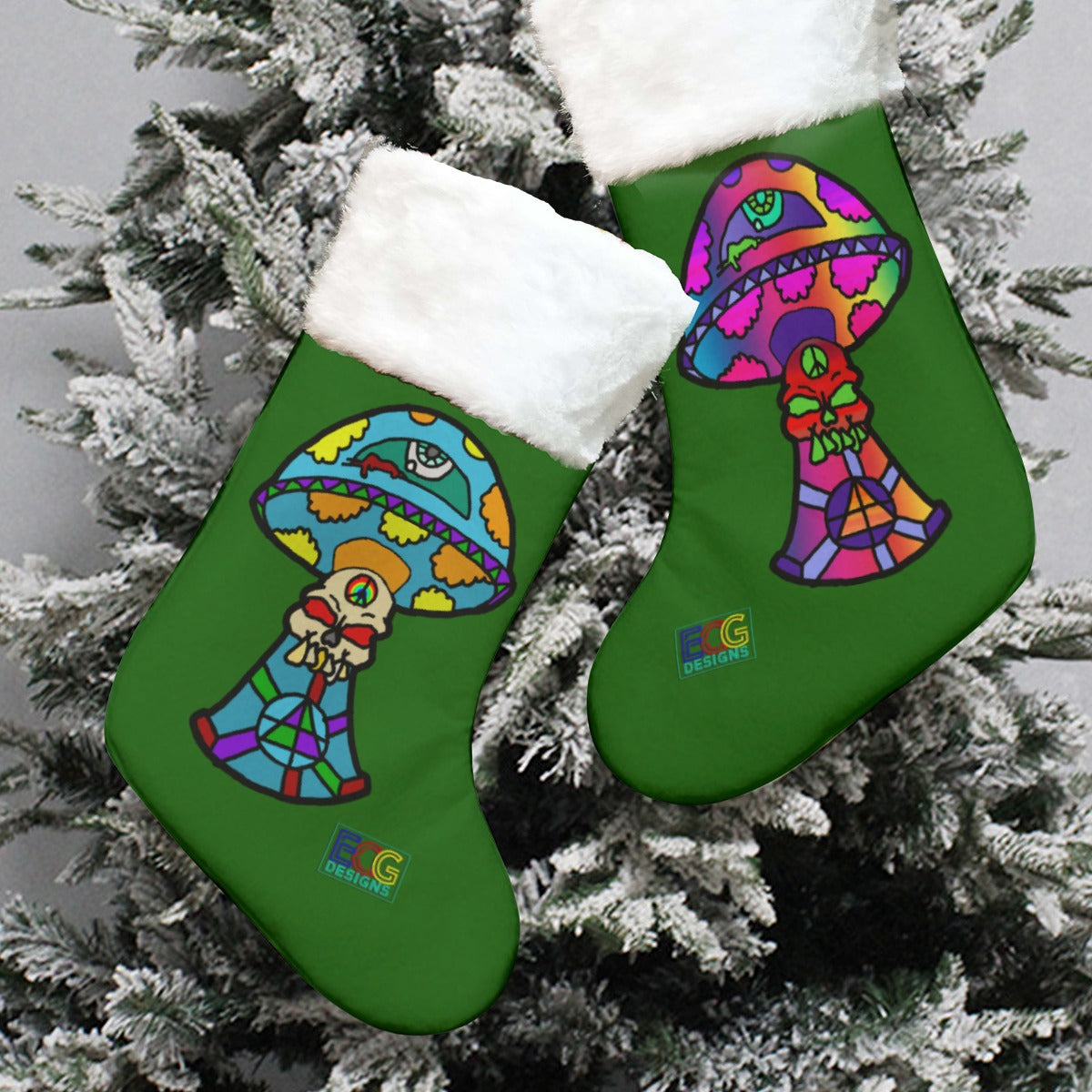 Skull Shroom Christmas Stocking (Green)