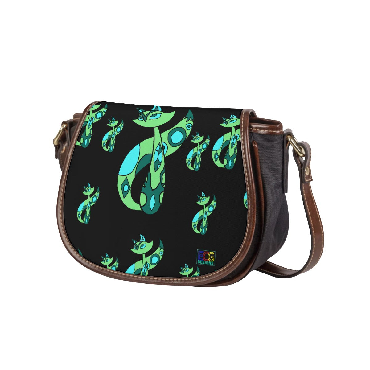 Green Cat Tambourin Bag With Single Strap