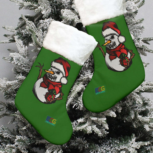 Evil Snowman All-Over Print Christmas Stocking (Green)