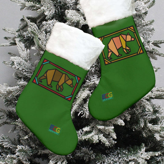 Box Bear Christmas Stocking (Green)