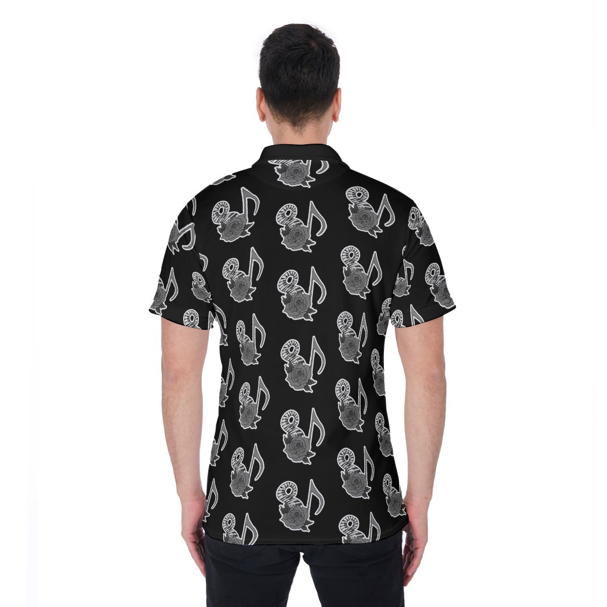 Musical Rose All-Over Print Men's Polo Shirt