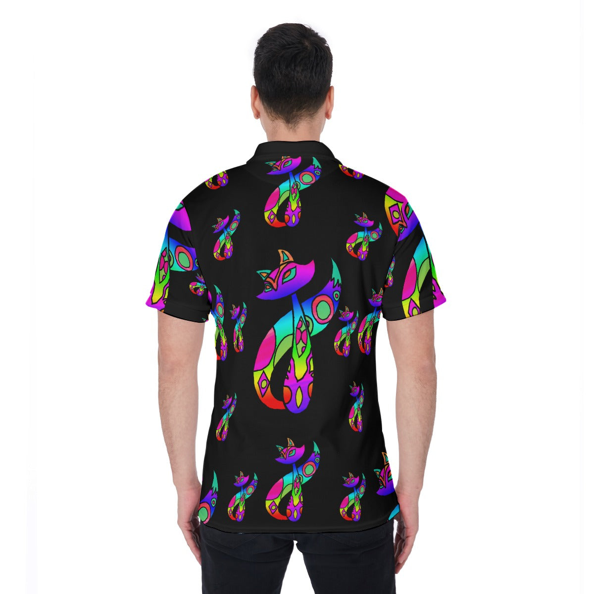 Rainbow Cat All-Over Print Men's Polo Shirt