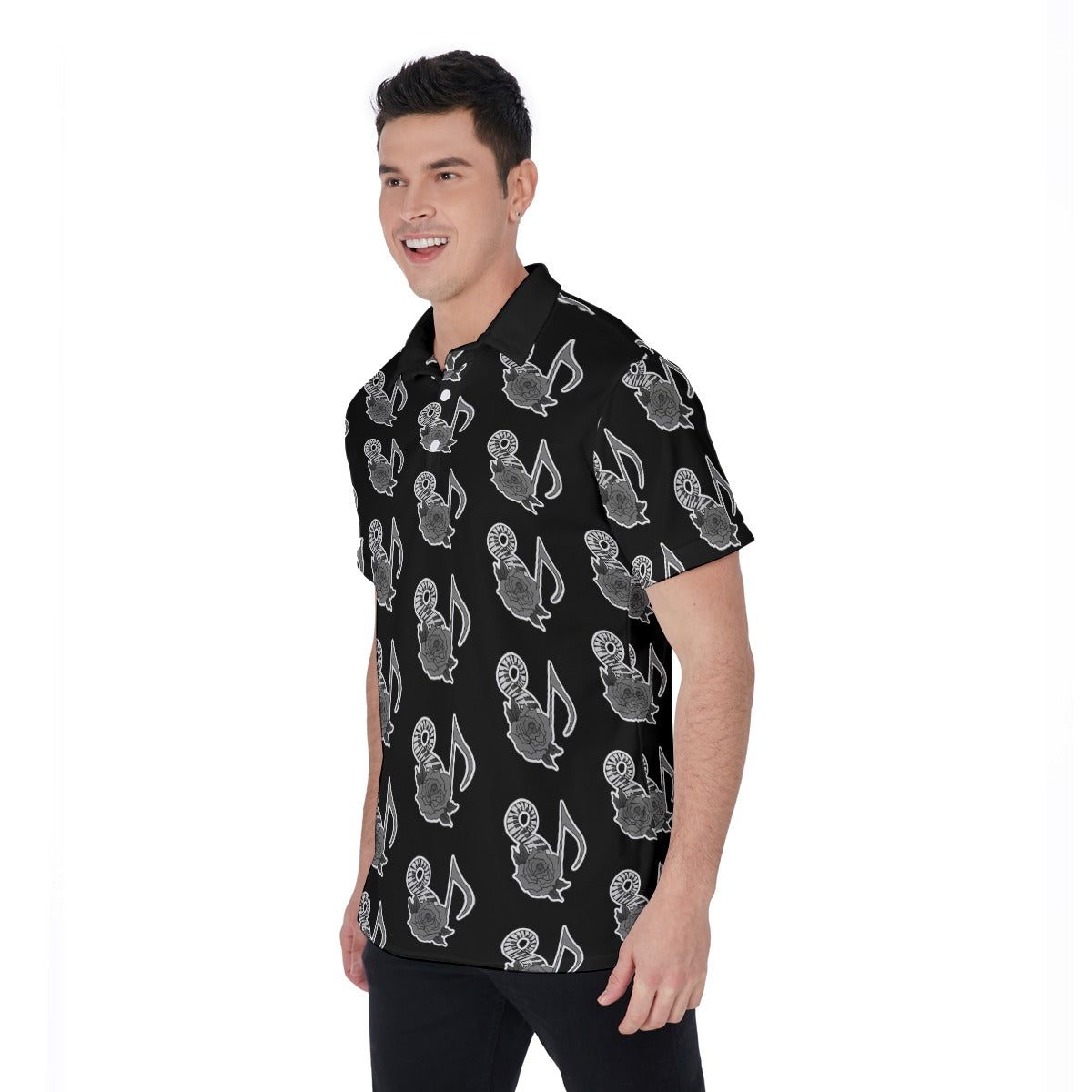 Musical Rose All-Over Print Men's Polo Shirt