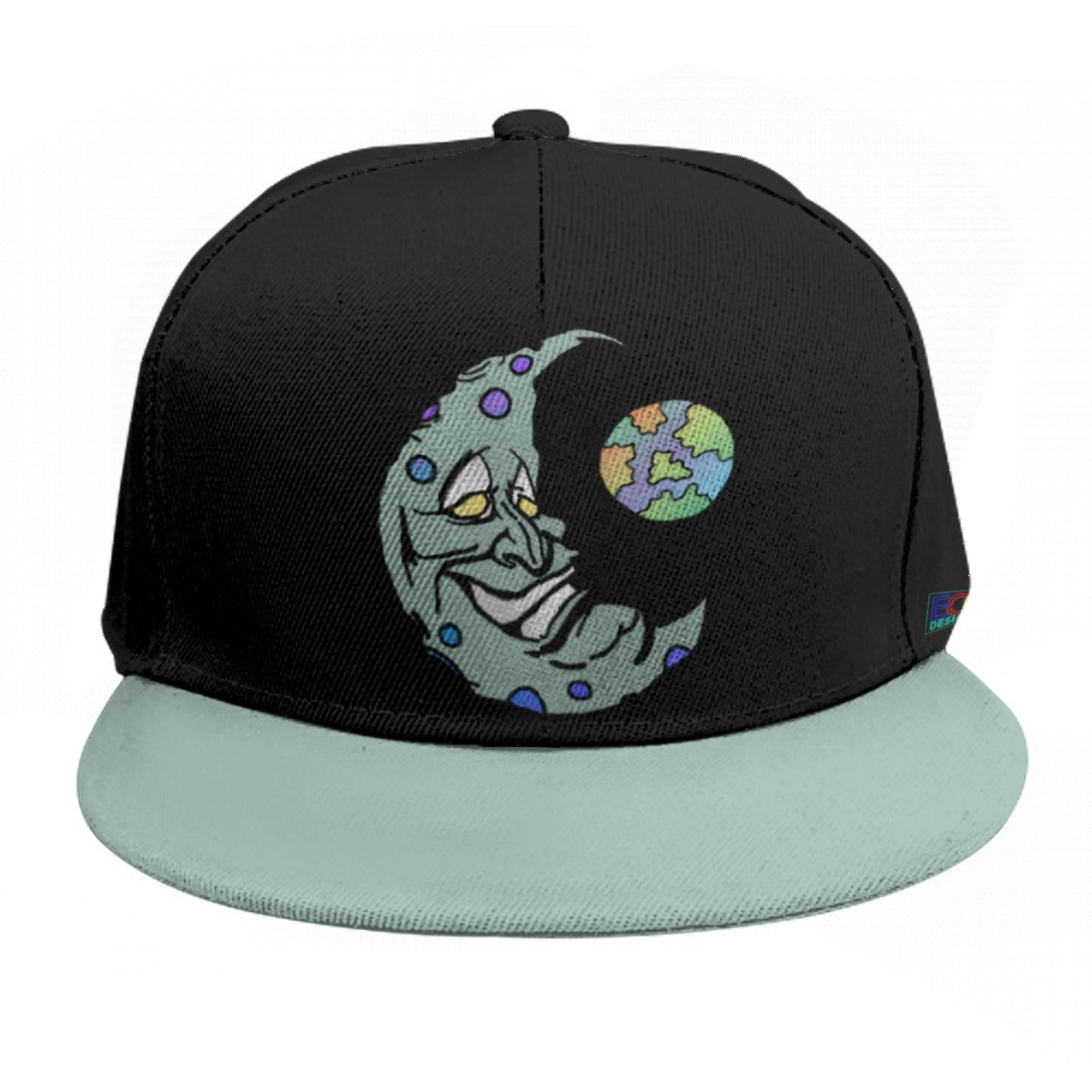 Green Moon Baseball Cap With Flat Brim