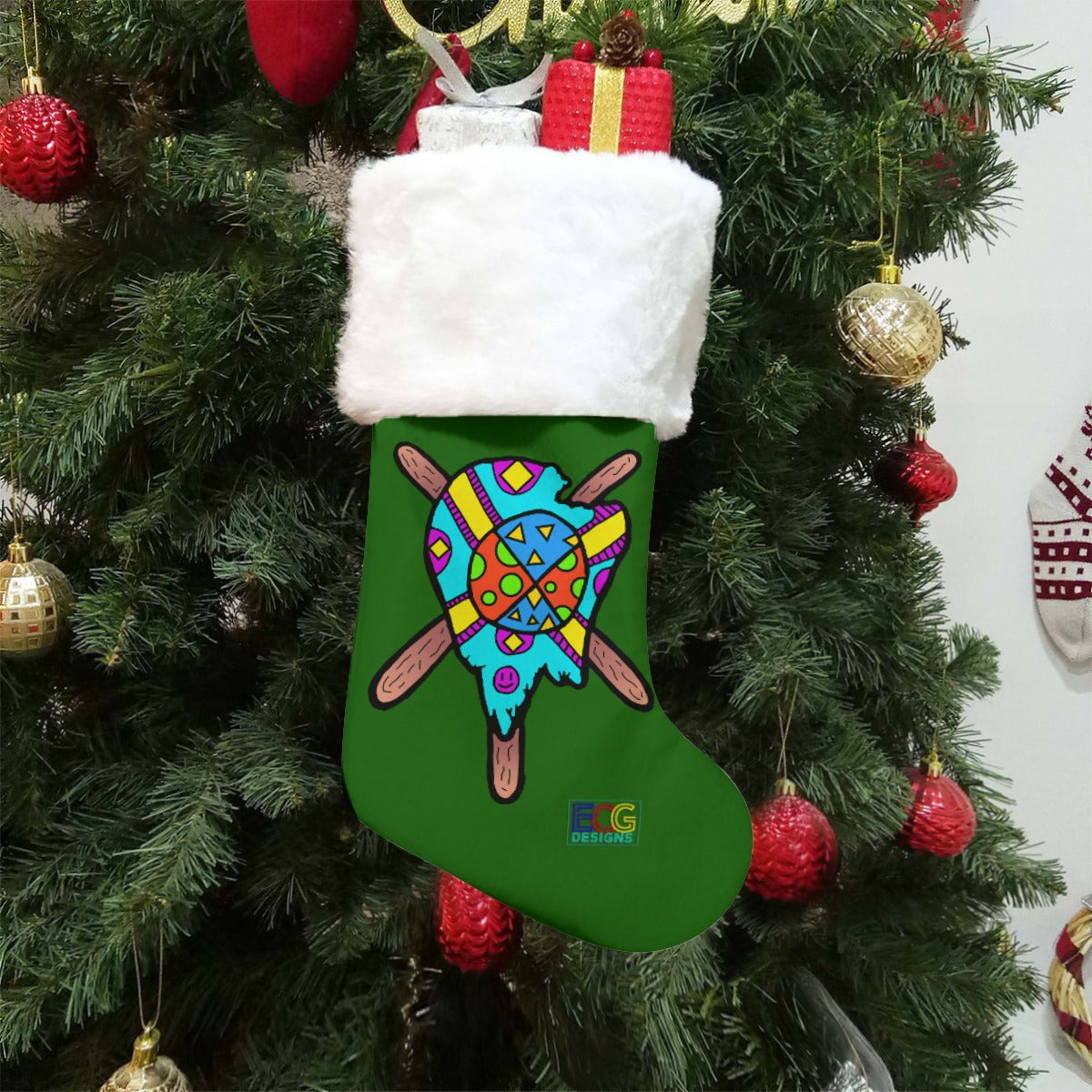 Melted Popsicle Christmas Stocking (Green)