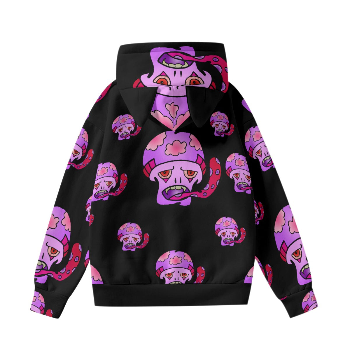 Pink Shroom All-Over Print Women’s Hoodie With Decorative Ears