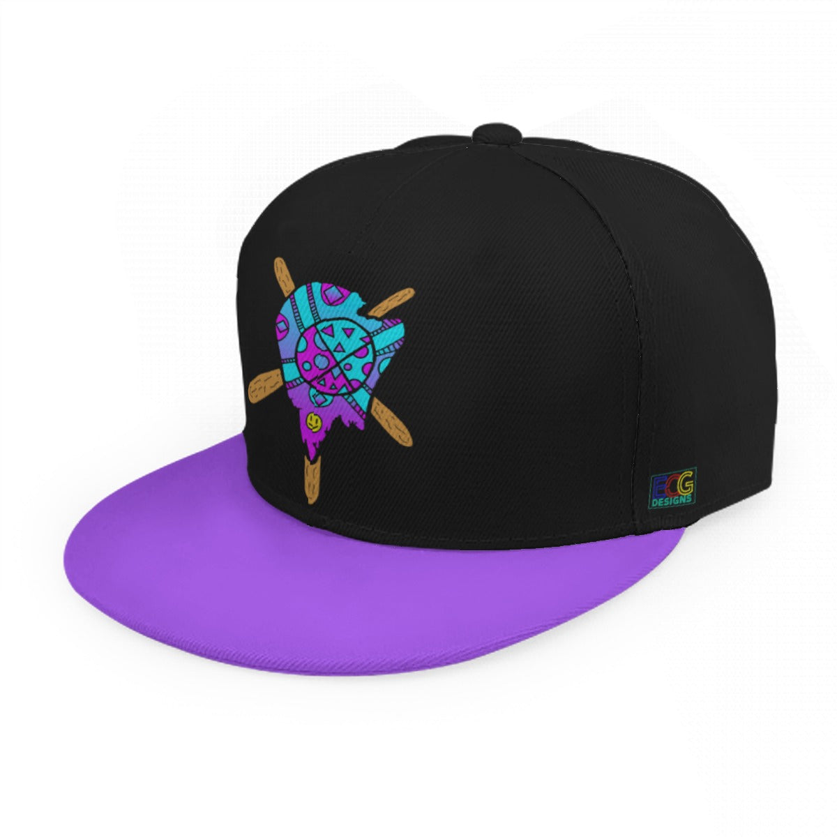 Blue and Purple Melted Popsicle Baseball Cap With Flat Brim