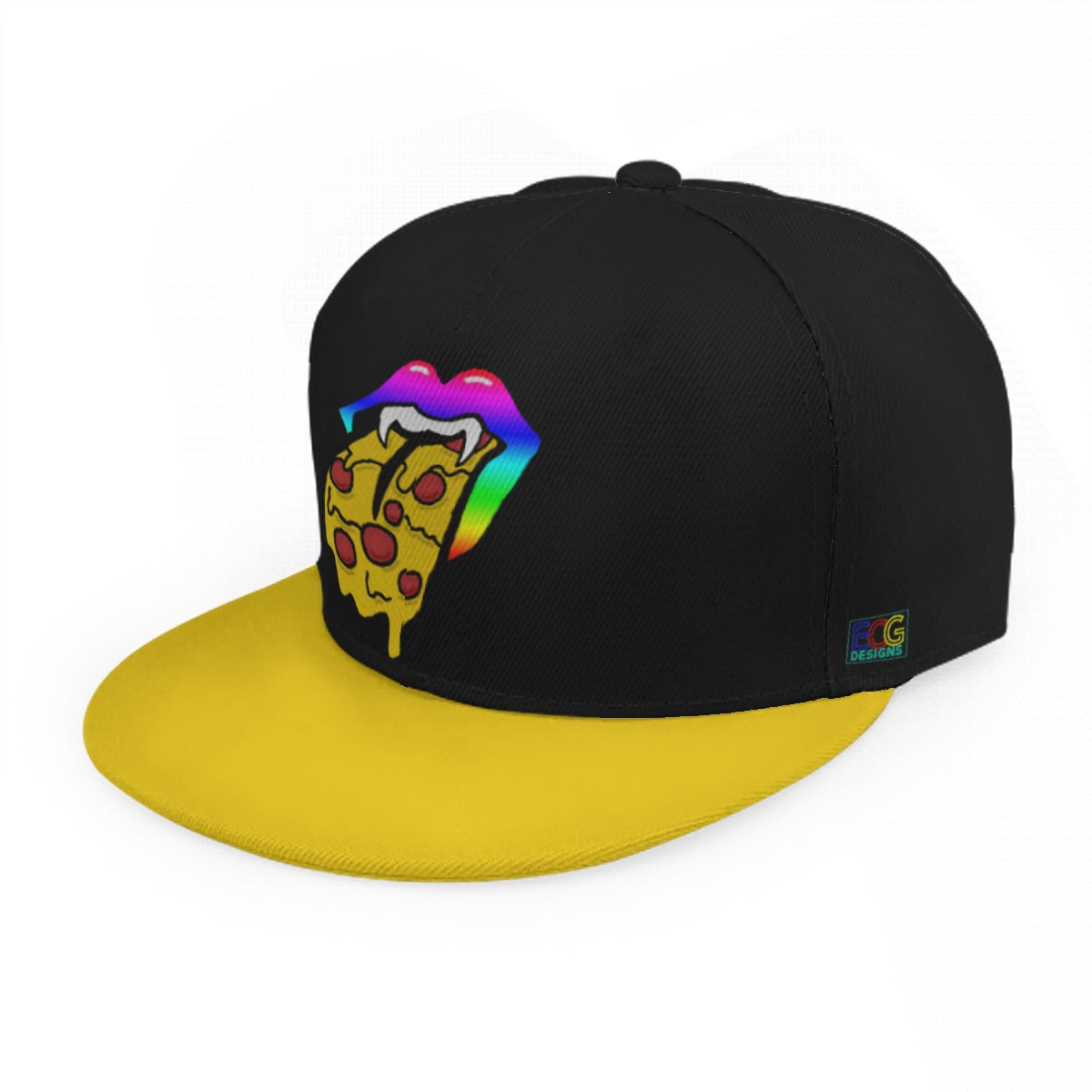 Rainbow Pizza Tongue Baseball Cap With Flat Brim