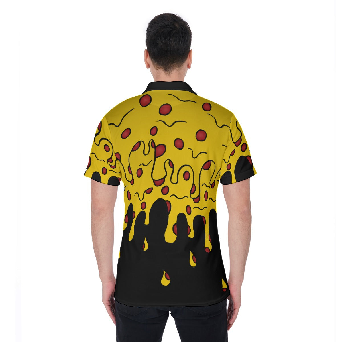 Cheesy Pizza Drip All-Over Print Men's Polo Shirt