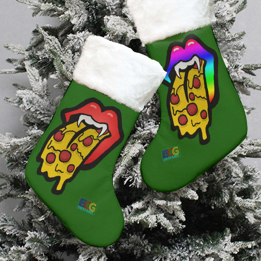 Pizza Tongue Christmas Stocking (Green)