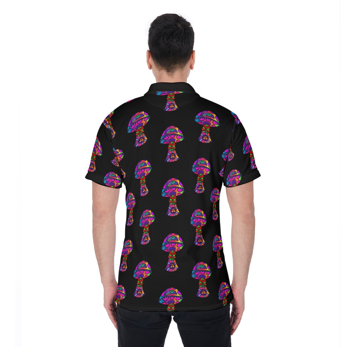 Rainbow Skull Shroom All-Over Print Men's Polo Shirt