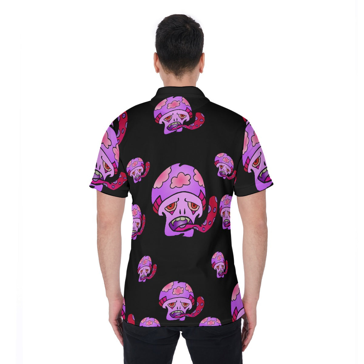 Pink Shroom All-Over Print Men's Polo Shirt