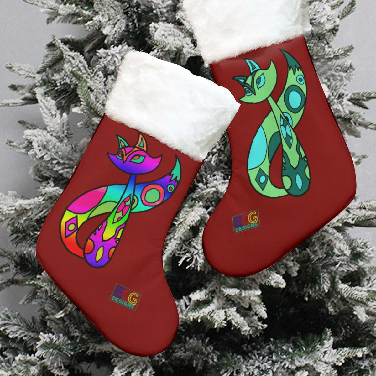 Cat Christmas Stocking (Red)