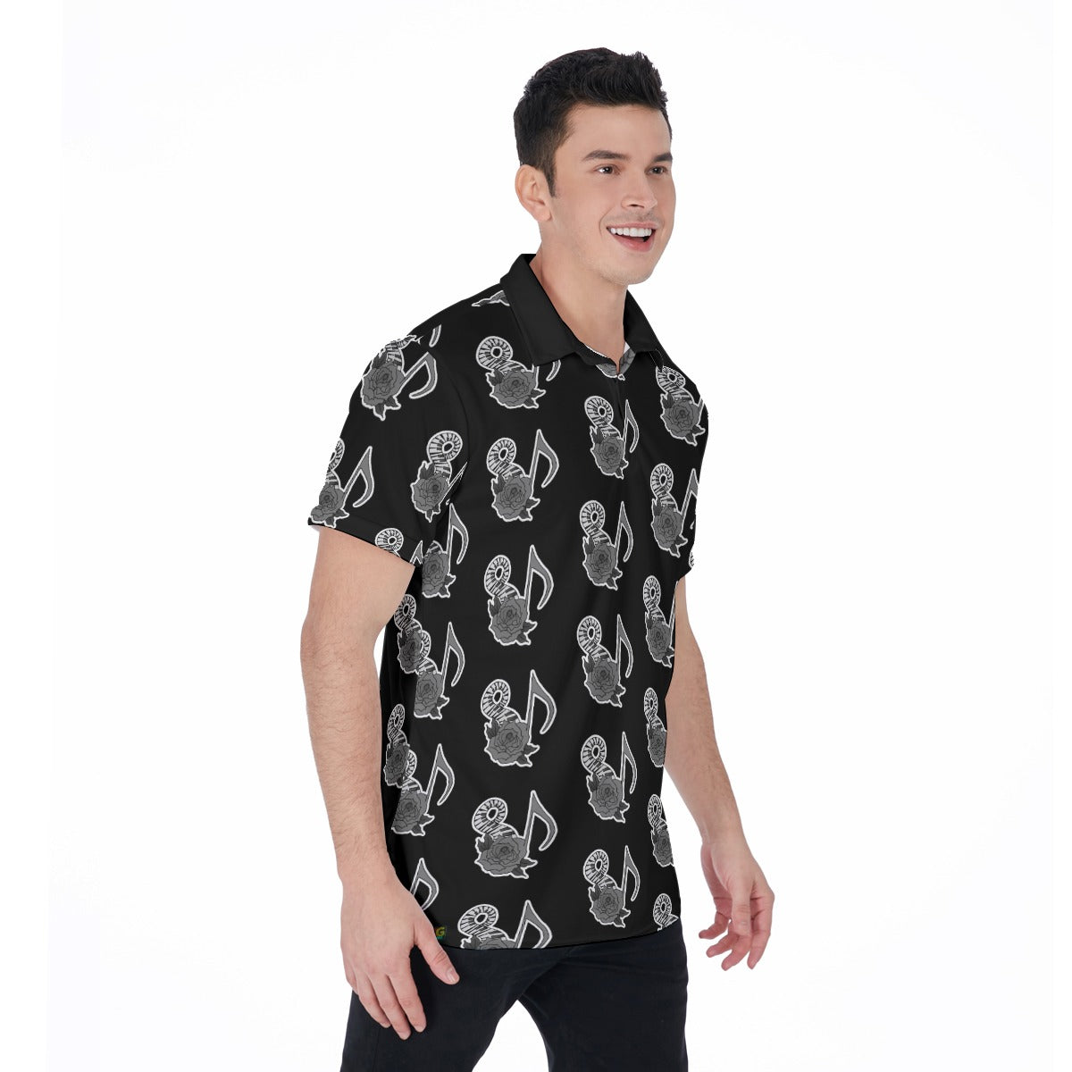 Musical Rose All-Over Print Men's Polo Shirt