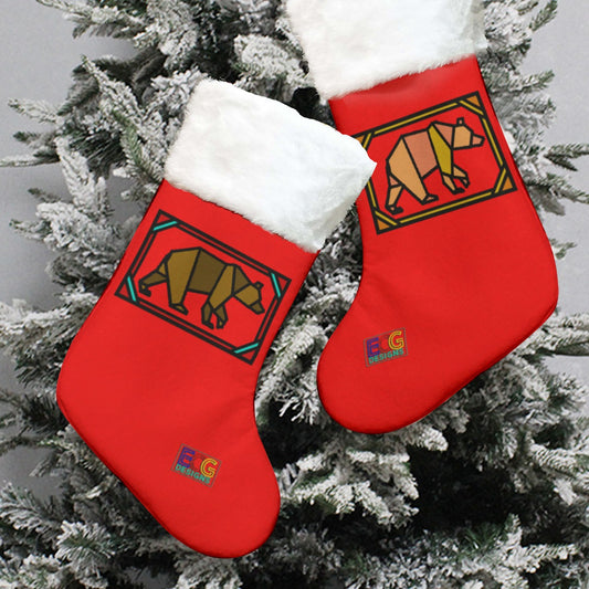 Box Bear Christmas Stocking (Red)