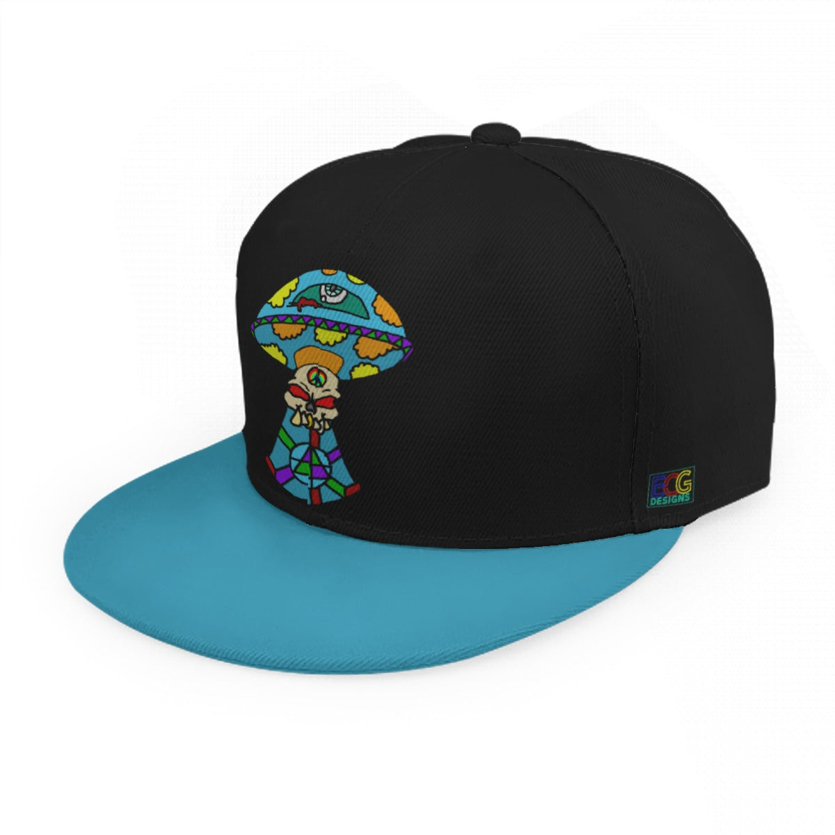 Multicolored Skull Shroom Baseball Cap With Flat Brim