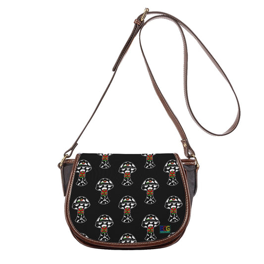 Black and White Skull Shroom Tambourin Bag With Single Strap