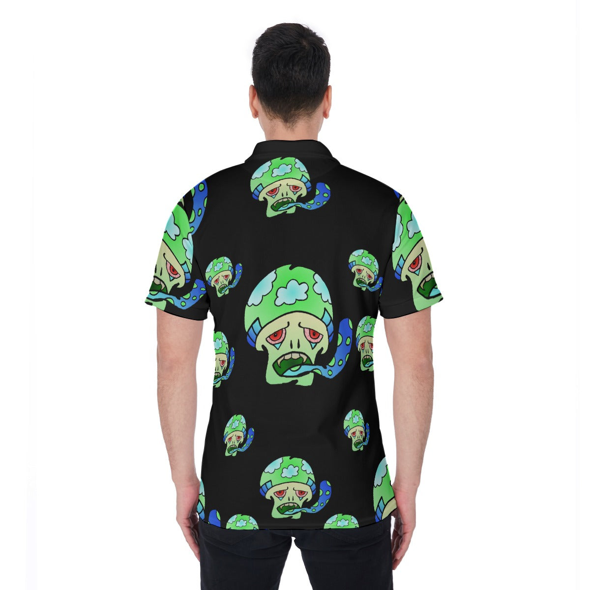 Green Shroom All-Over Print Men's Polo Shirt