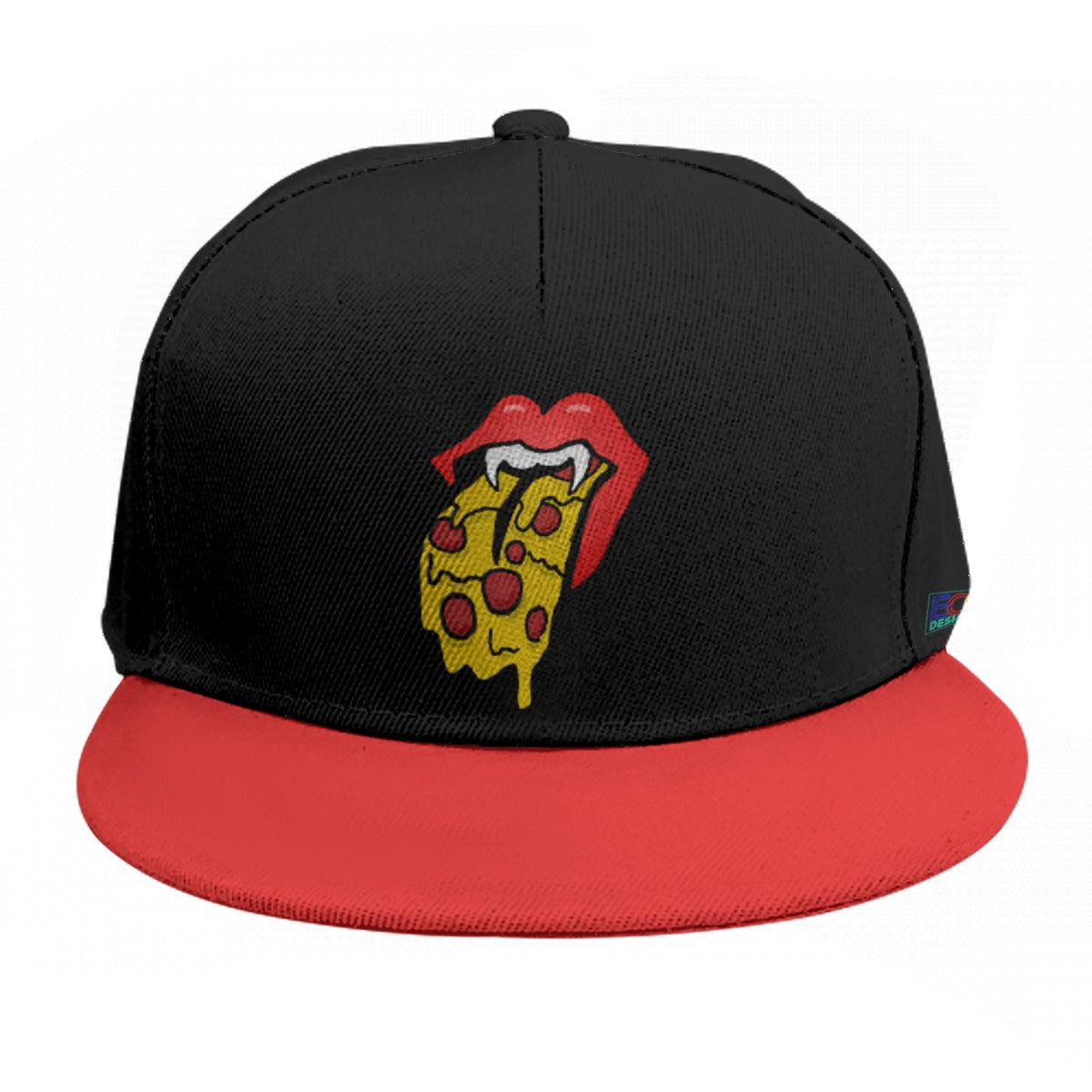 Red Pizza Tongue Baseball Cap With Flat Brim