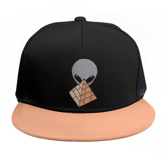 Gray Alien Pyramid Baseball Cap With Flat Brim (Tan)