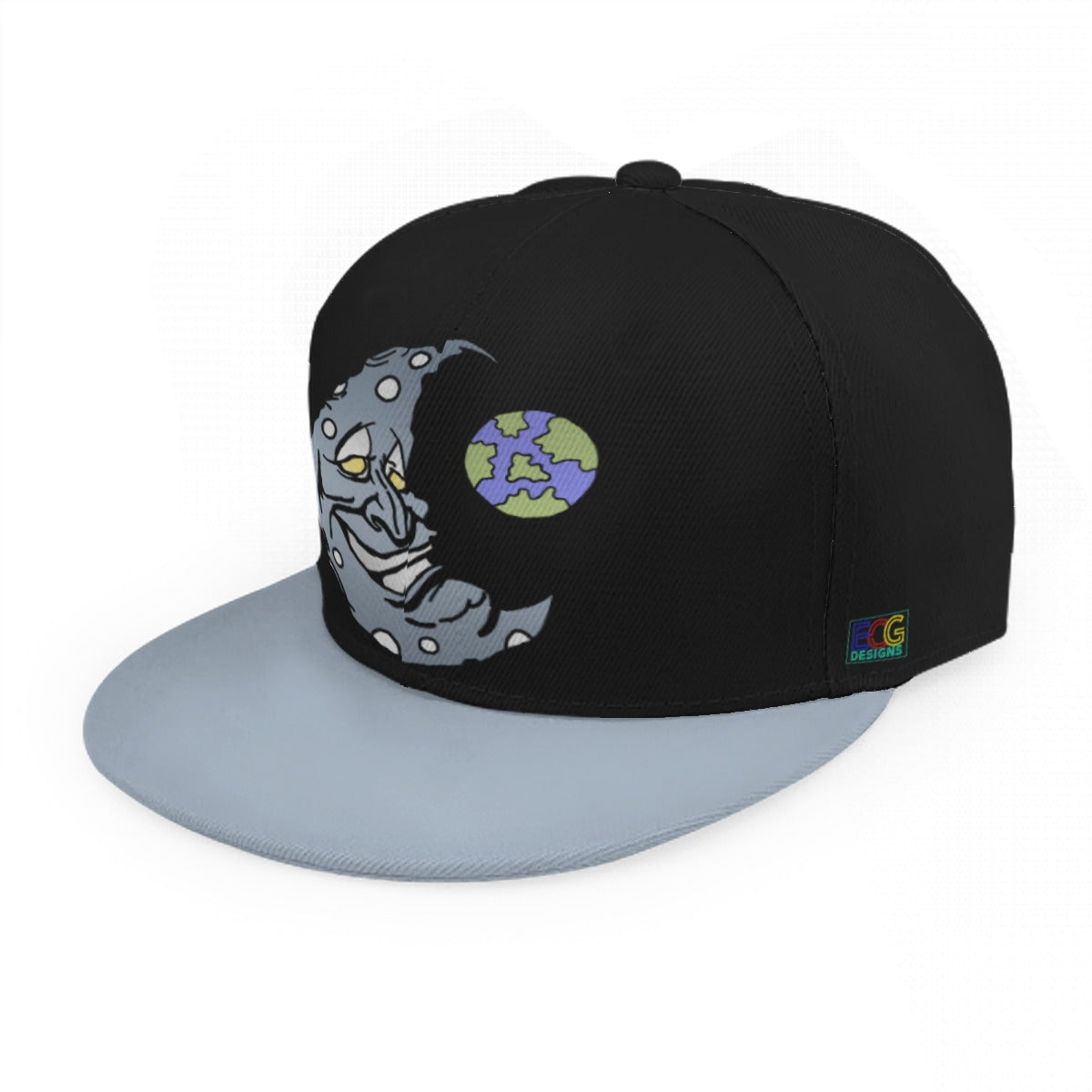 Silver Moon Baseball Cap With Flat Brim