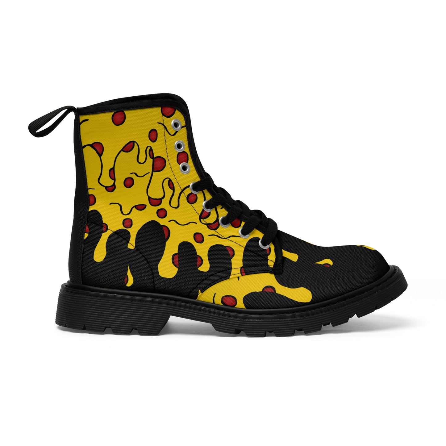 Cheesy Pizza Men's Canvas Boots (Black)