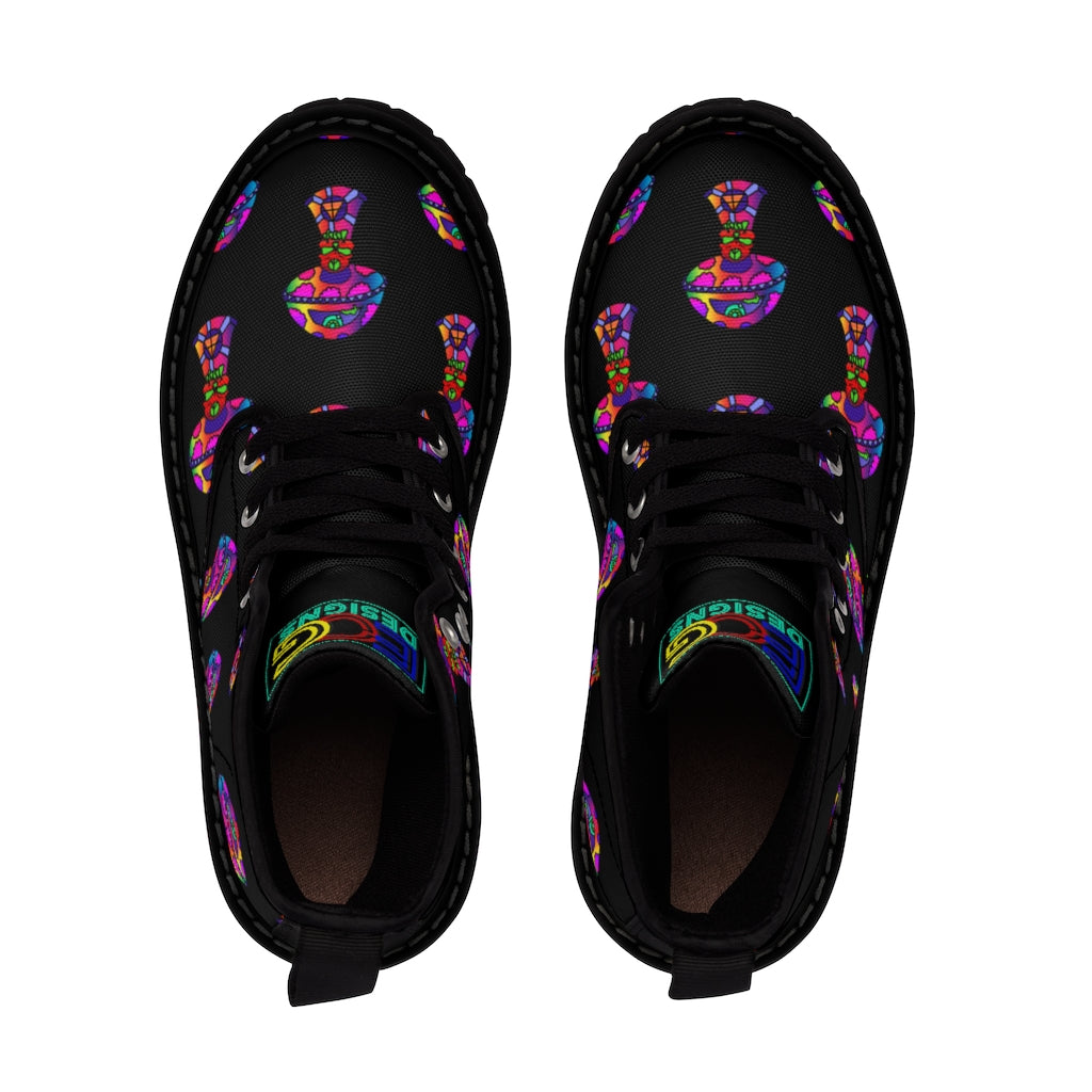 Rainbow Skull Shroom Men's Canvas Boots