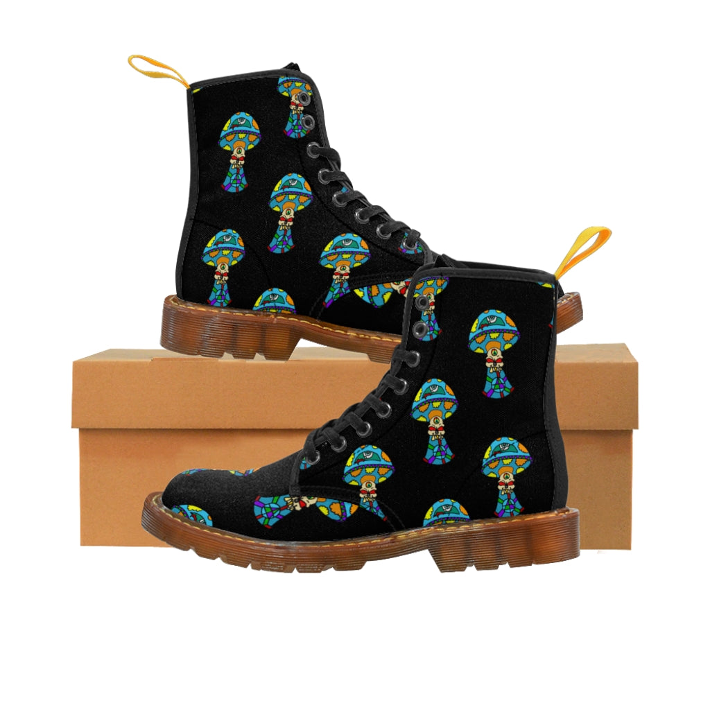 Multicolored Skull Shroom Women's Canvas Boots