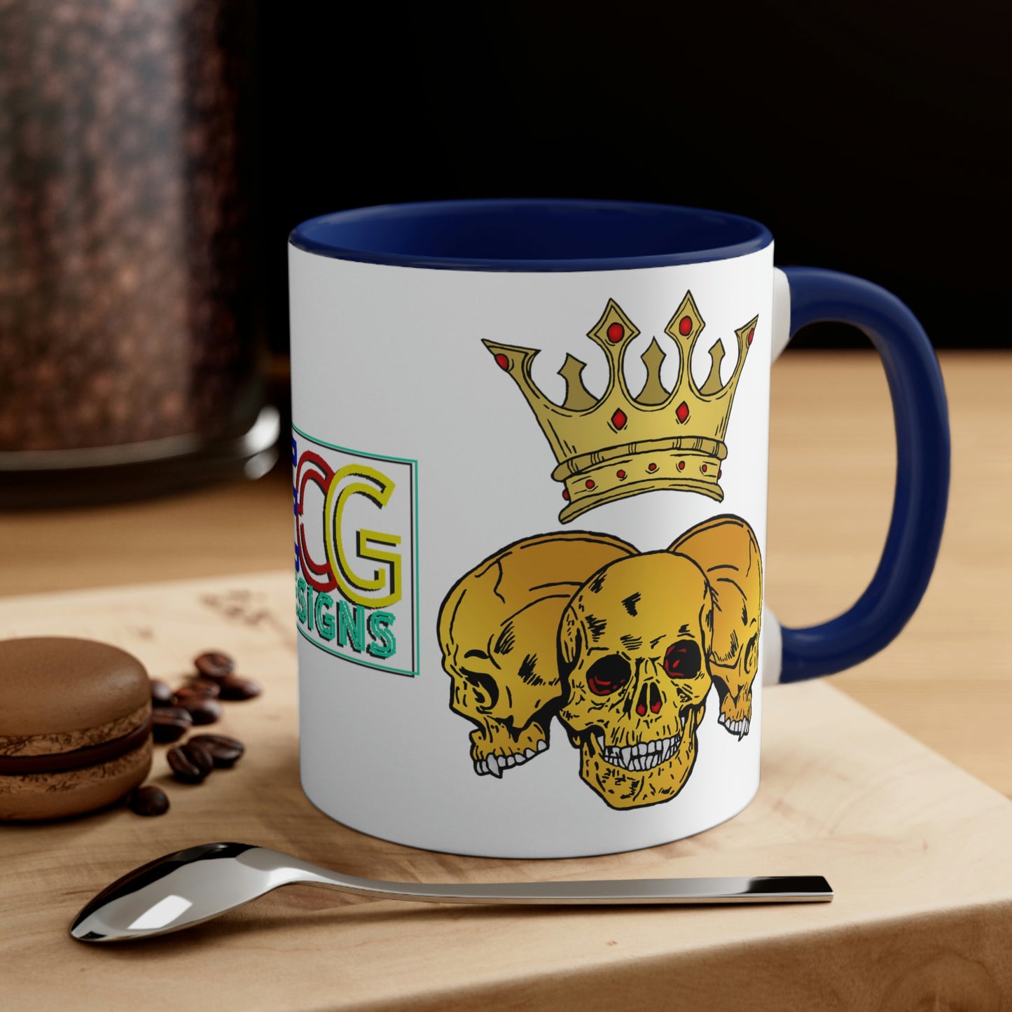 Triple Skull Crown Accent Coffee Mug, 11oz