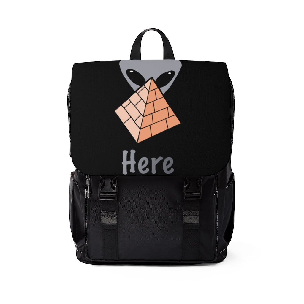 Gray Alien Pyramid Unisex Casual Shoulder Backpack