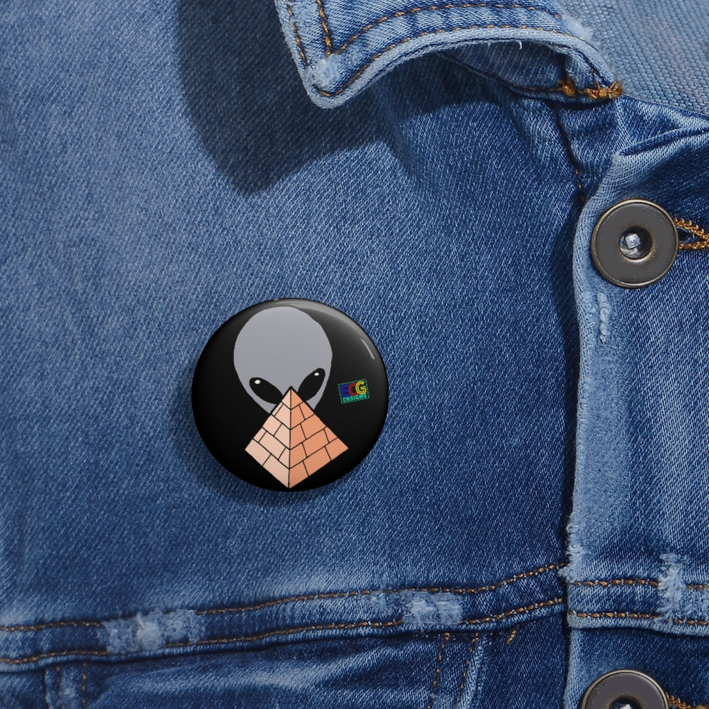 Gray Alien Pyramid Pin Buttons