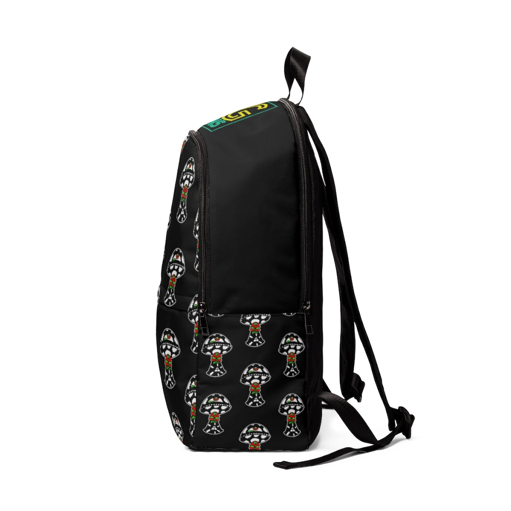 Black and White Skull Shroom Unisex Fabric Backpack