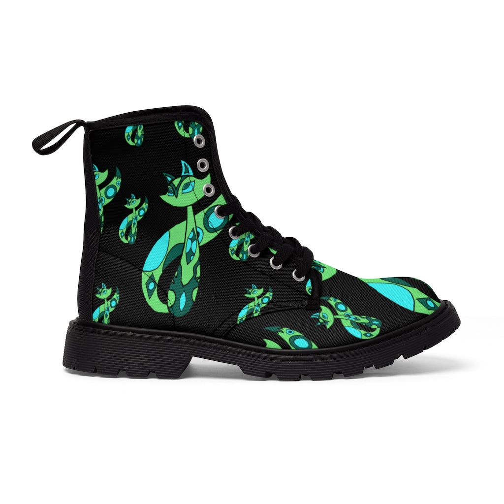 Green Cat Women's Canvas Boots