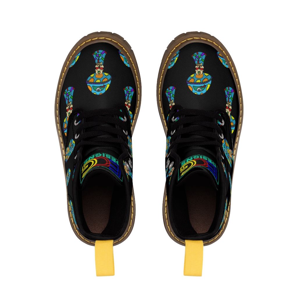 Multicolored Skull Shroom Women's Canvas Boots