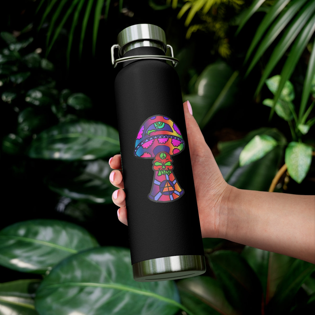 Rainbow Skull Shroom 22oz Vacuum Insulated Bottle