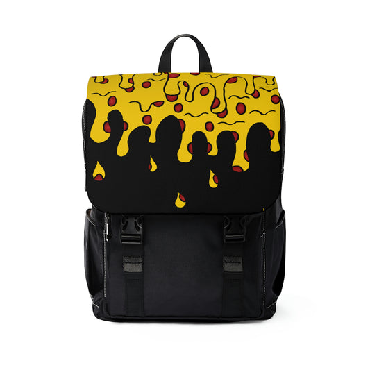 Cheesy Pizza Unisex Casual Shoulder Backpack (Black)