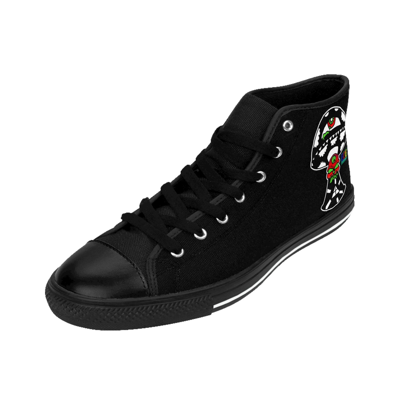 Black and White Skull Shroom Women's Classic Sneakers