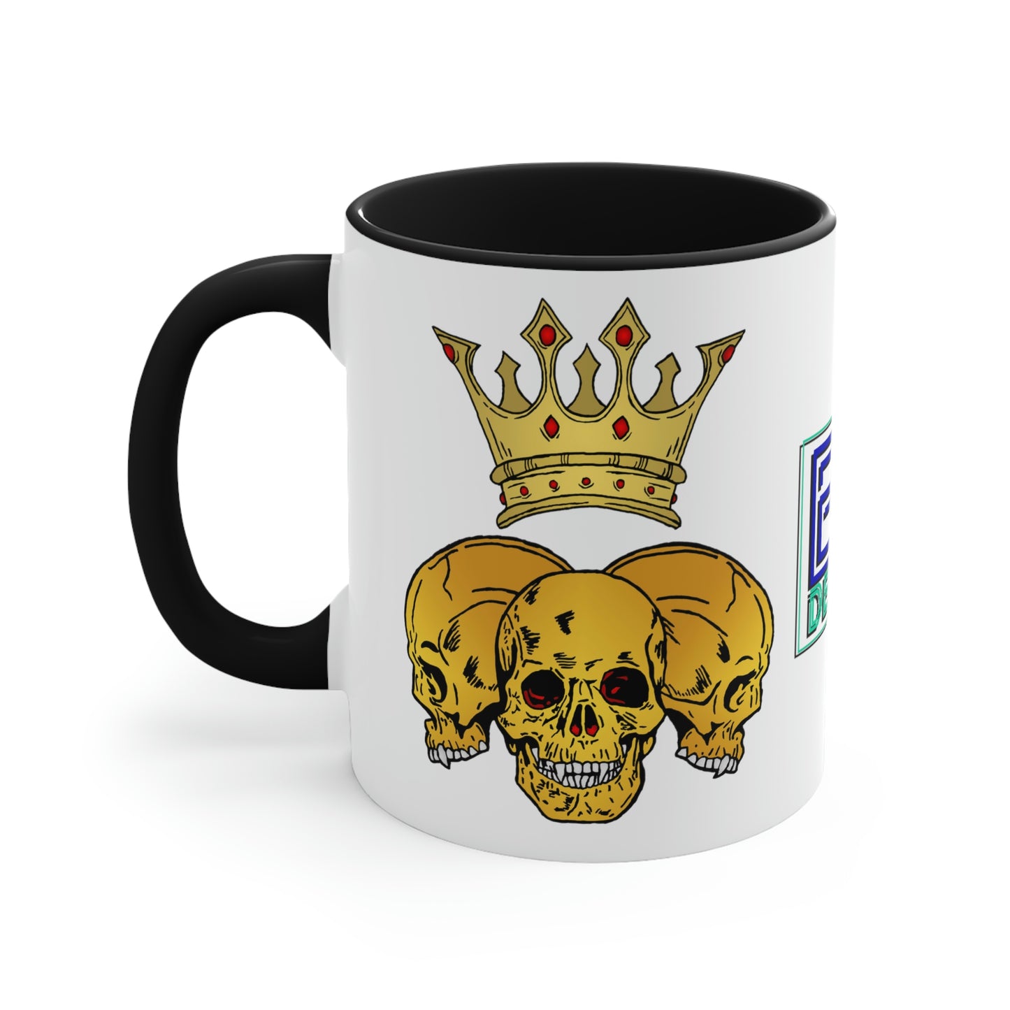 Triple Skull Crown Accent Coffee Mug, 11oz