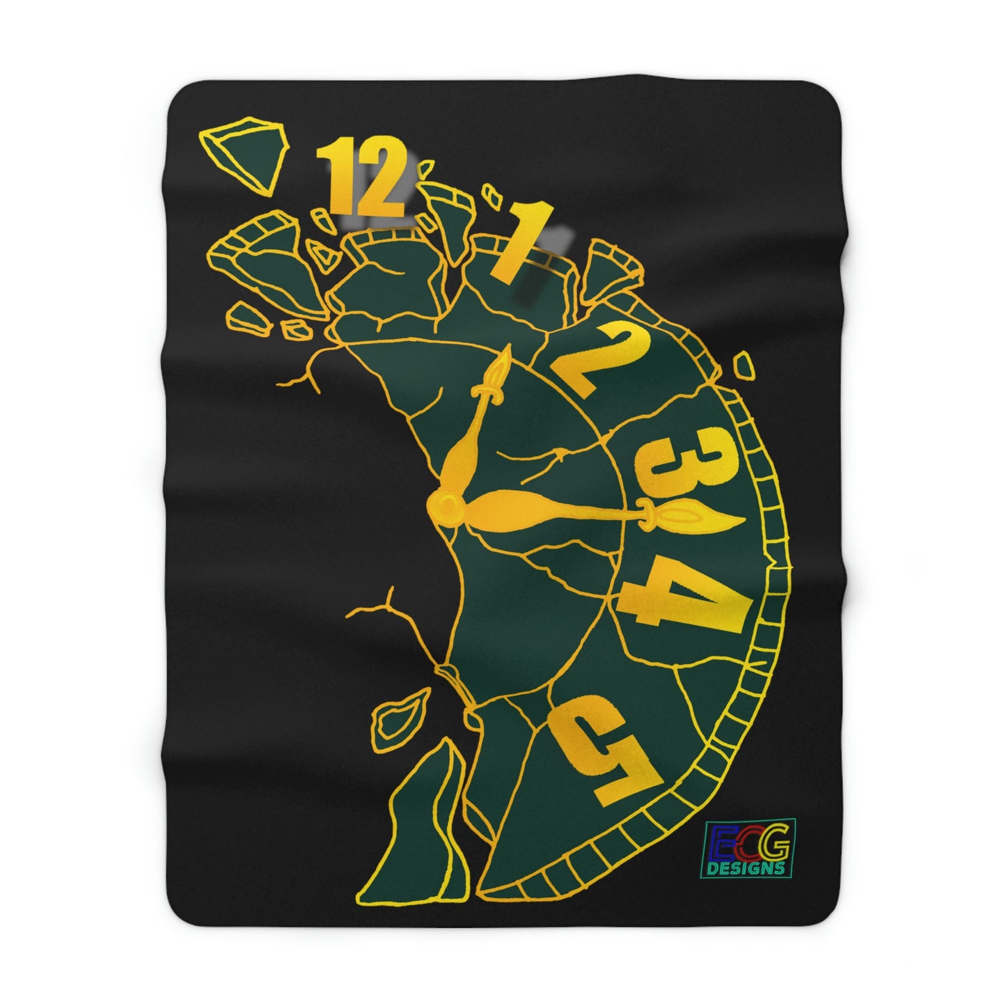 Broken Clock Sherpa Fleece Blanket