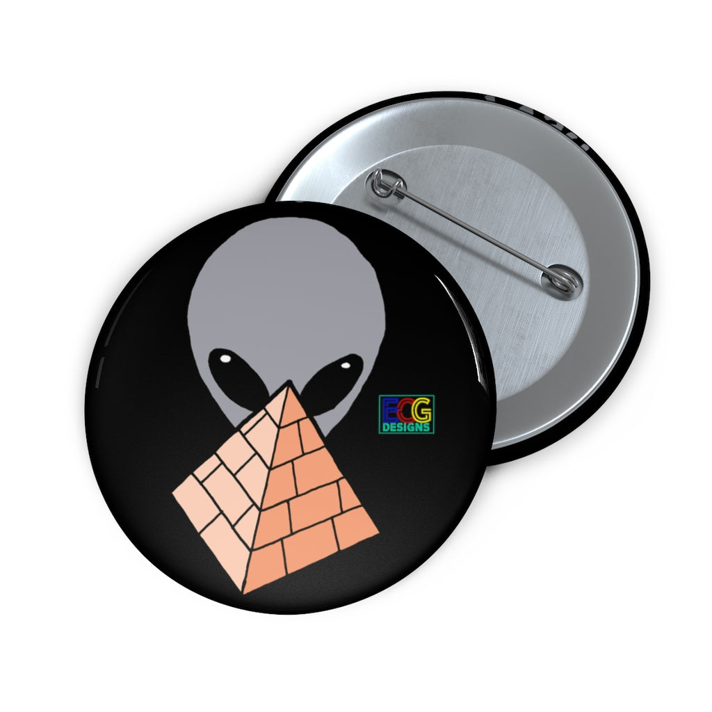 Gray Alien Pyramid Pin Buttons